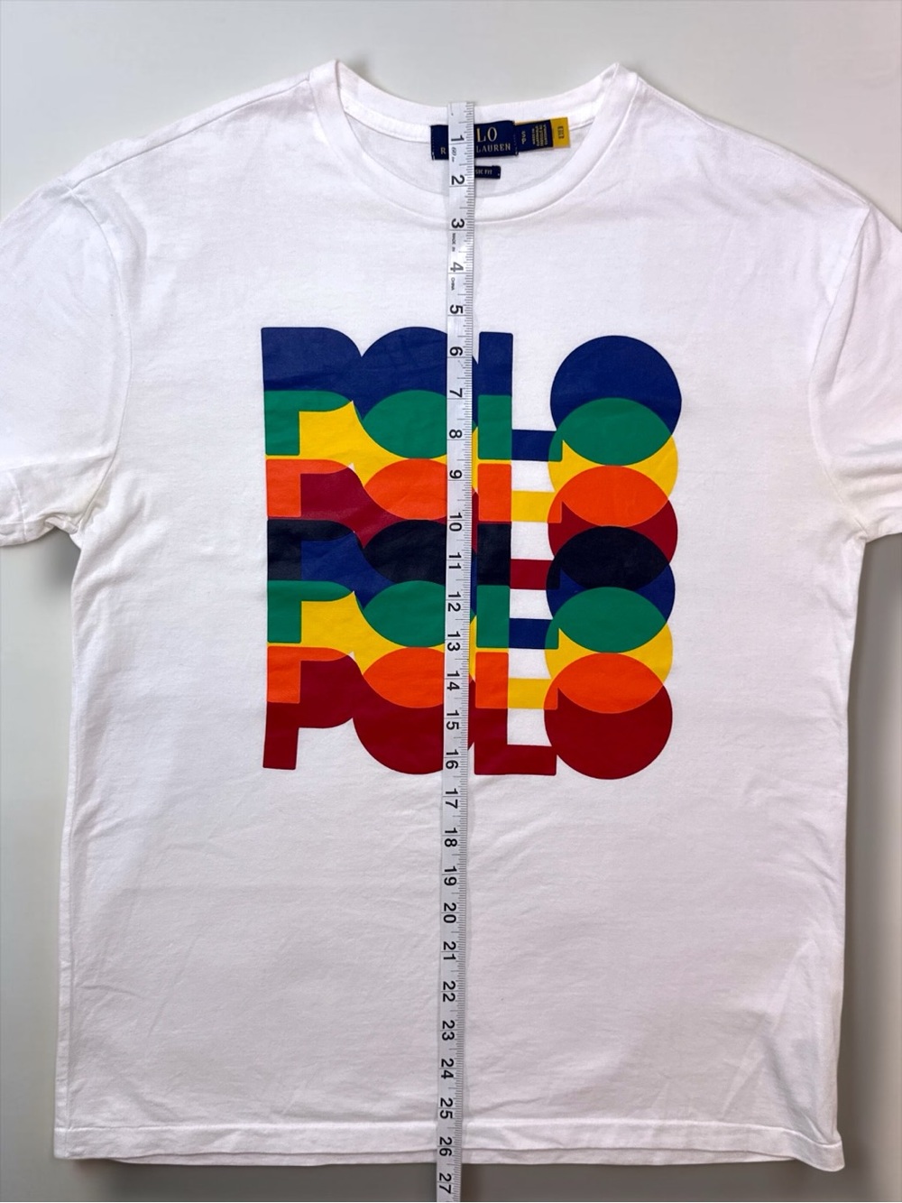 Ralph Lauren White Tee with Multicolor Stacked POLO Graphic - Picture 6 of 10